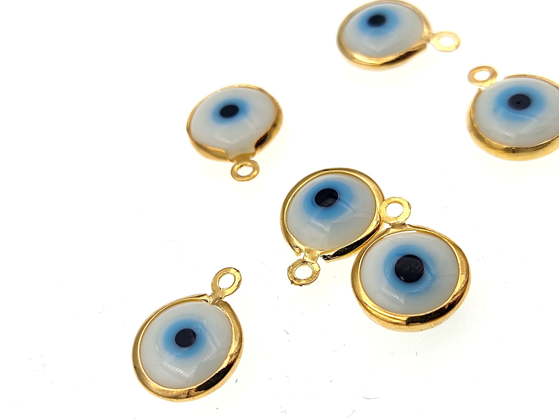 Altın Kaplama 10 mm Göz Sallantı Beyaz