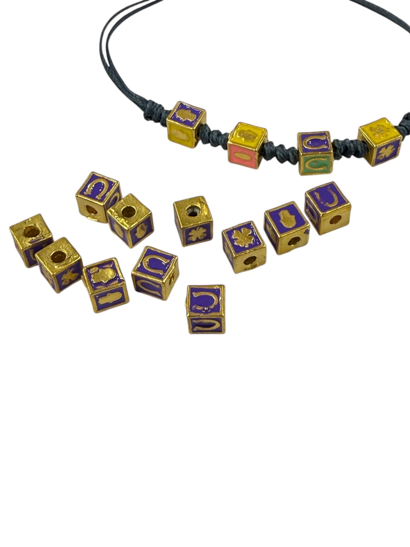 Mat Altın Kaplama Mineli Şans Küpleri (Mor)