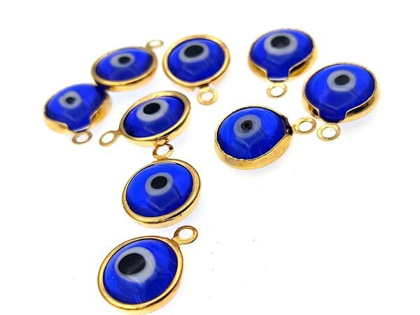 Altın Kaplama 10 mm Göz Sallantı Lacivert