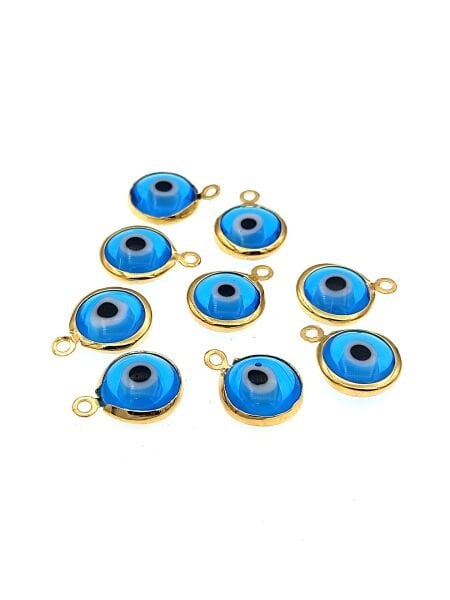 Altın Kaplama 10 mm Göz Sallantı Mavi