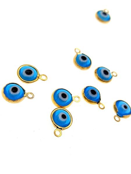 Altın Kaplama 8 mm Göz Sallantı Mavi