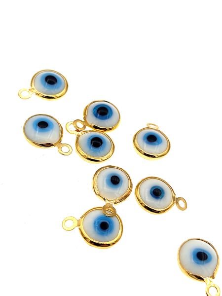 Altın Kaplama 8 mm Göz Sallantı Beyaz