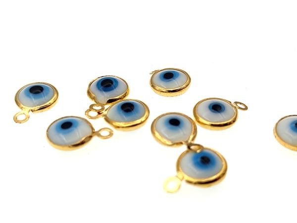 Altın Kaplama 8 mm Göz Sallantı Beyaz