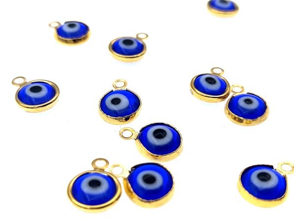 Altın Kaplama 8 mm Göz Sallantı Lacivert