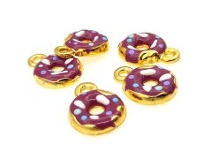 Altın Kaplama Mineli Donut Sallantı Fuşya
