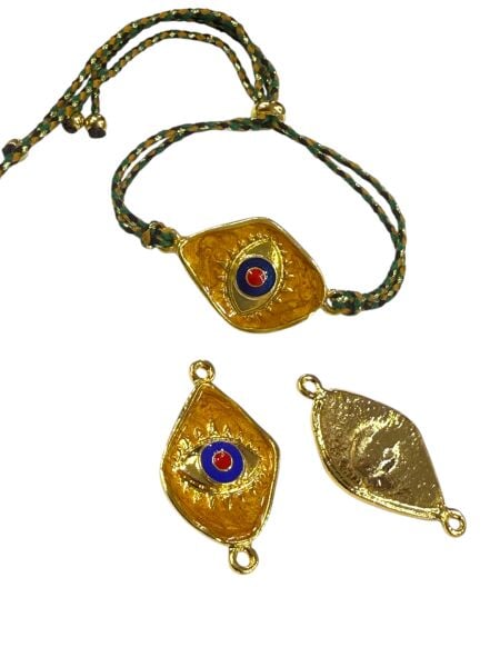 Altın Kaplama Bileklik Mineli Göz (Pastel Sarı)