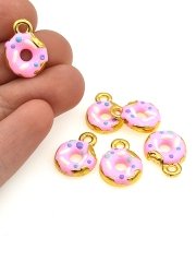 Altın Kaplama Mineli Donut Sallantı Pembe