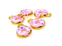 Altın Kaplama Mineli Donut Sallantı Pembe