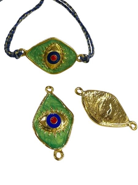 Altın Kaplama Bileklik Mineli Göz (Pastel Yeşil)