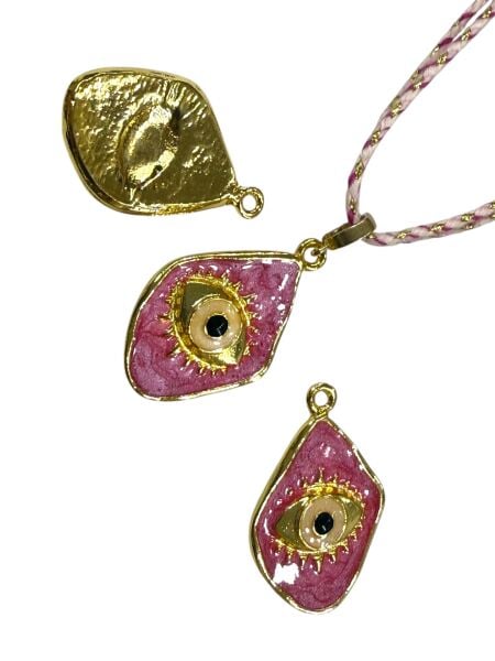 Altın Kaplama Mineli Göz Sallantı (Pastel Pembe)