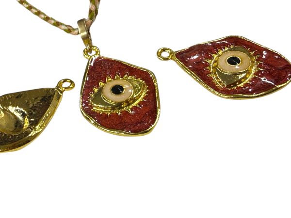 Altın Kaplama Mineli Göz Sallantı (Pastel Kırmızı)