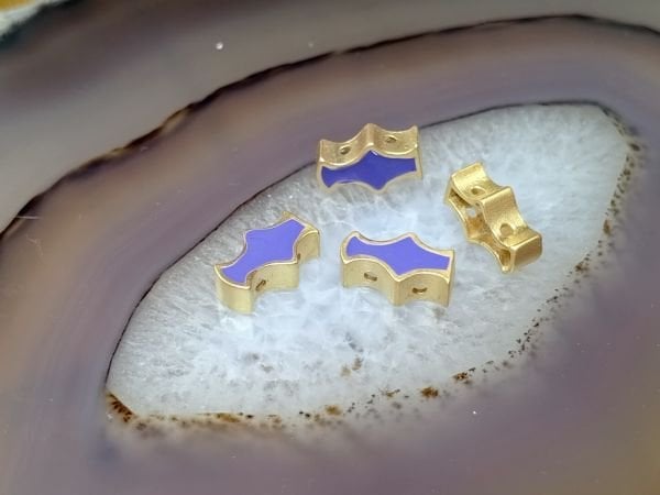 Mineli Bileklik Ara Malzemesi Mat Altın Kaplama Lila