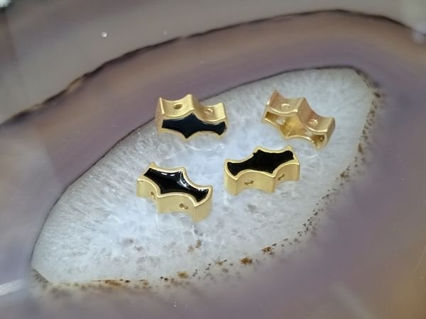 Mineli Bileklik Ara Malzemesi Mat Altın Kaplama Siyah