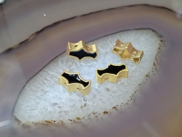 Mineli Bileklik Ara Malzemesi Mat Altın Kaplama Siyah