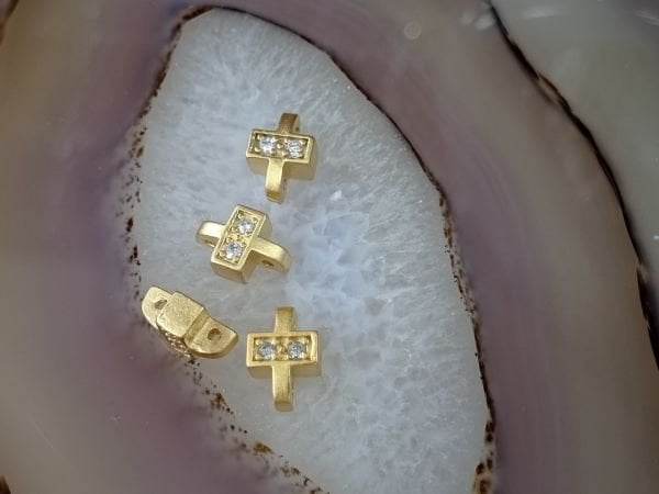 Mineli Bileklik Ara Malzemesi Mat Altın Kaplama Taşlı