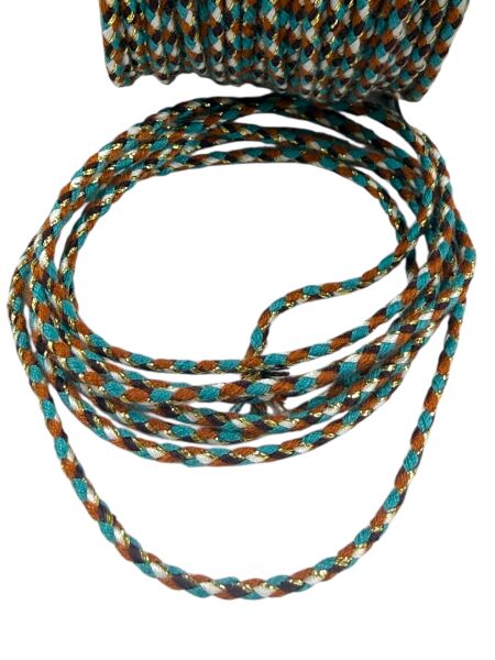 Simli Örgü İp (5 m) - (Turkuaz-Kahve-Siyah)