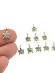 Altın KaplamaTaşlı Mini Kaplumbağa Sallantı