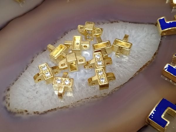 Taşlı Bileklik Ara Malzemesi Parlak Altın Kaplama