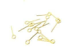 0,80 x 15 mm Altın Kaplama Pirinç Halkalı İğne