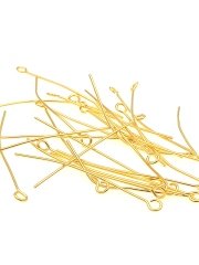 0,80 x 40 mm Altın Kaplama Pirinç Halkalı İğne