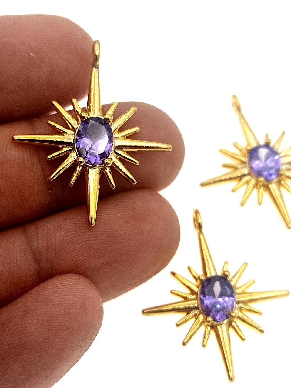 Altın Kaplama Taşlı Kutup Yıldızı Sallantı