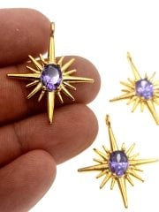 Altın Kaplama Taşlı Kutup Yıldızı Sallantı