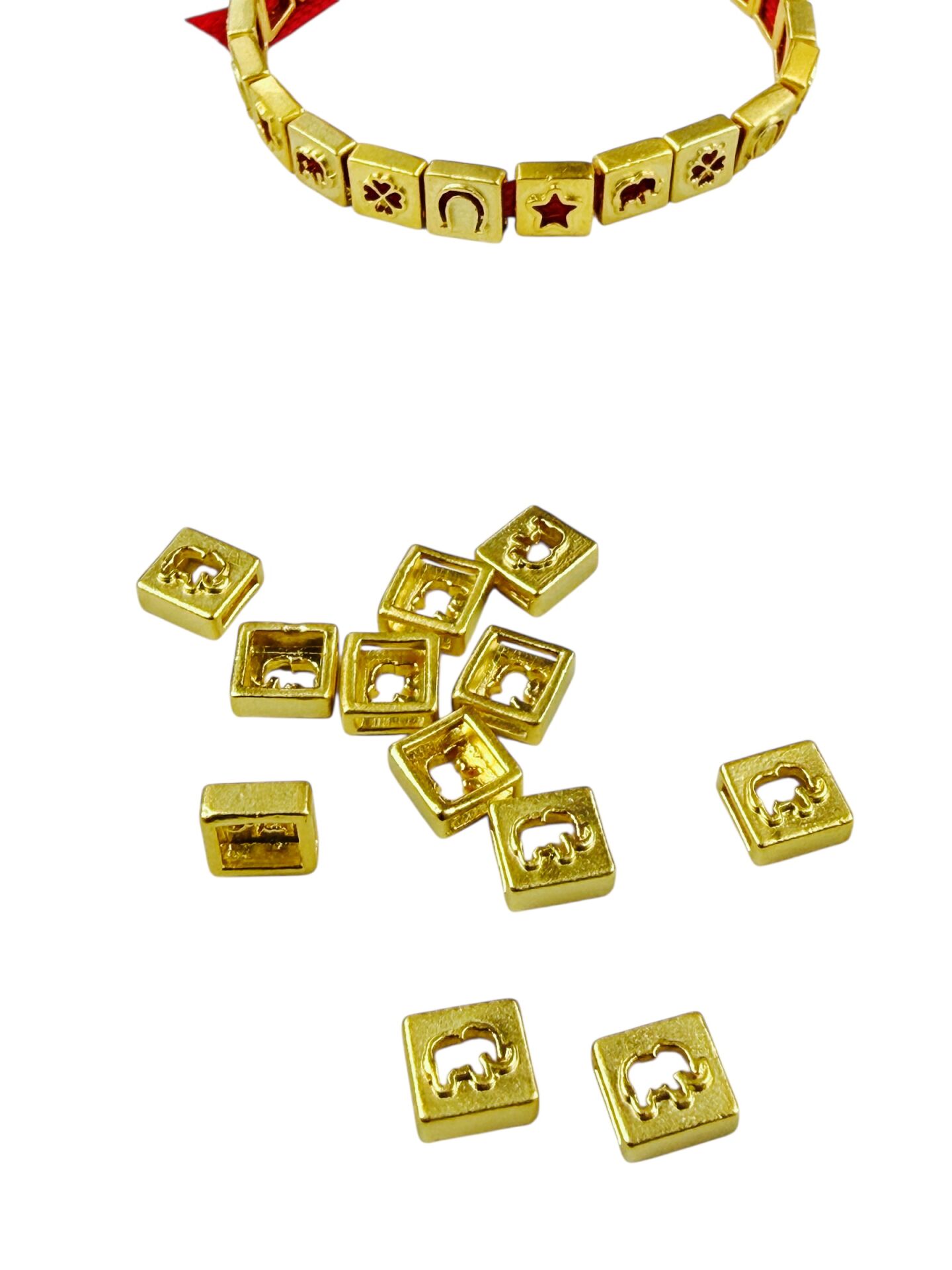 Mat Altın Kaplama Şans Bilekliği Bileklik Malzemesi (Fil)