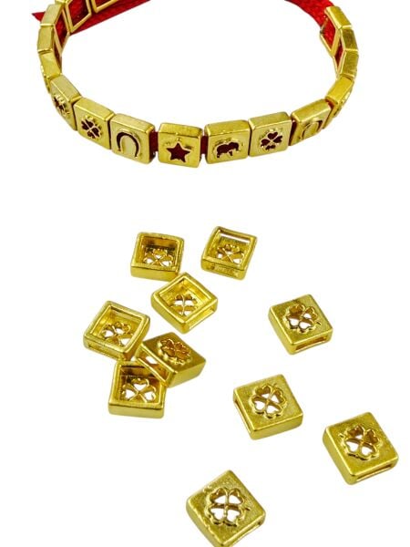 Mat Altın Kaplama Şans Bilekliği Bileklik Malzemesi (Yonca)