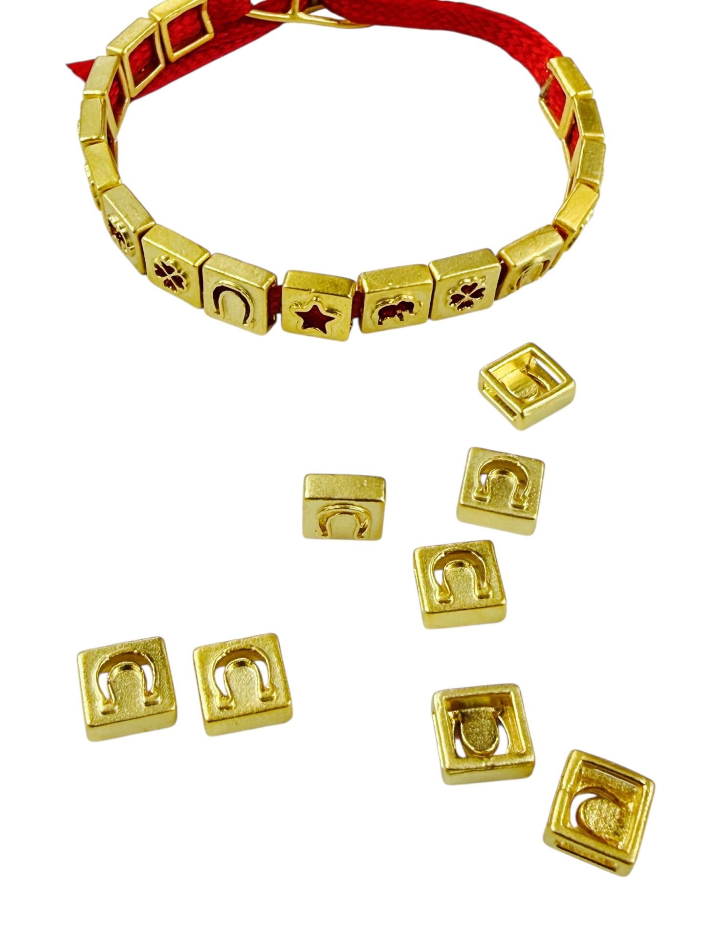 Mat Altın Kaplama Şans Bilekliği Bileklik Malzemesi (Nal)