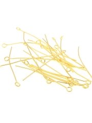 0,80 x 45 mm Altın Kaplama Pirinç Halkalı İğne