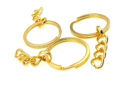 30 mm Altın Kaplama Zincirli Ezme Anahtarlık Halkası