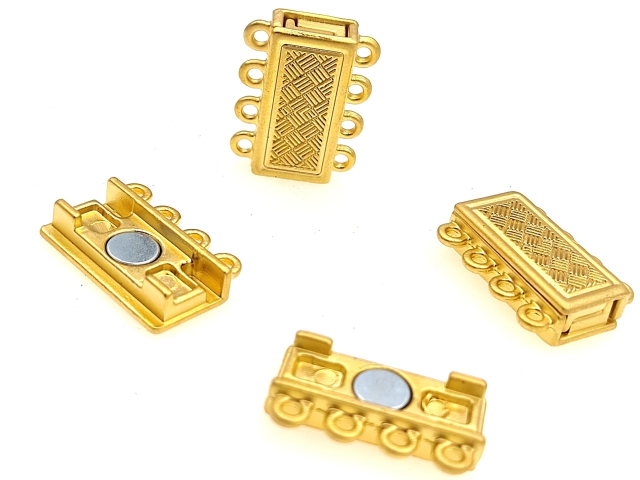 4 Halkalı Dikdörtgen Klips 12 Adet - Altın