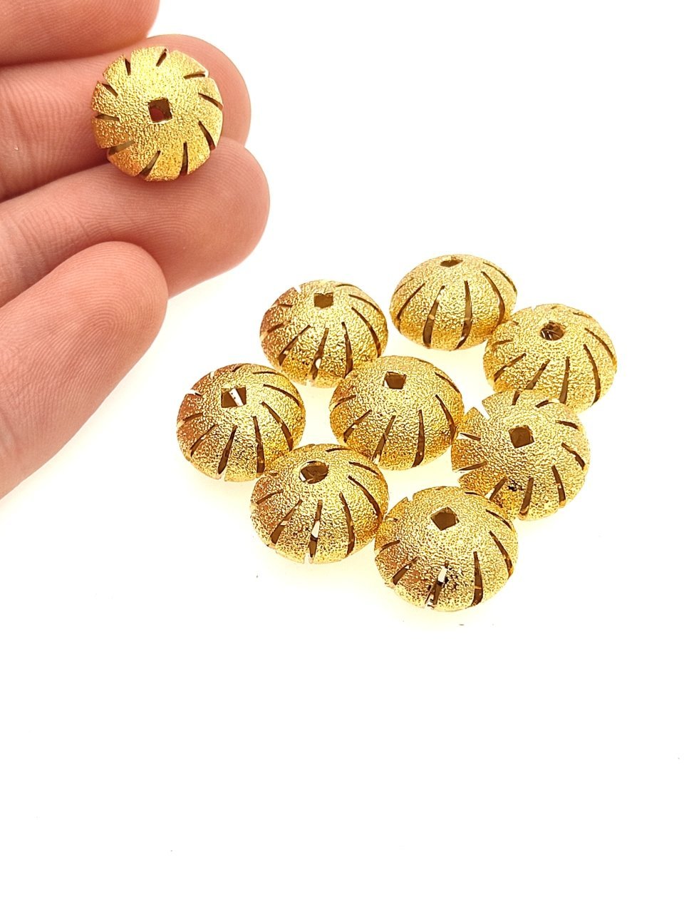 13 mm Altın Kaplama Metal Kesik Boncuk