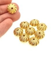 13 mm Altın Kaplama Metal Kesik Boncuk