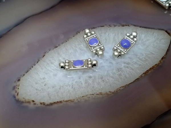 Mineli Bileklik Ara Malzemesi Mat Gümüş Kaplama Antik Çubuk Lila