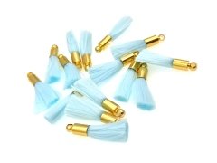 Altın Kaplama Mini İpek Püskül - Turkuaz Mavi (Açık)