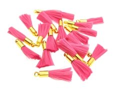 Altın Kaplama Mini İpek Püskül - Neoz Pembe