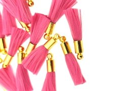 Altın Kaplama Mini İpek Püskül - Neoz Pembe