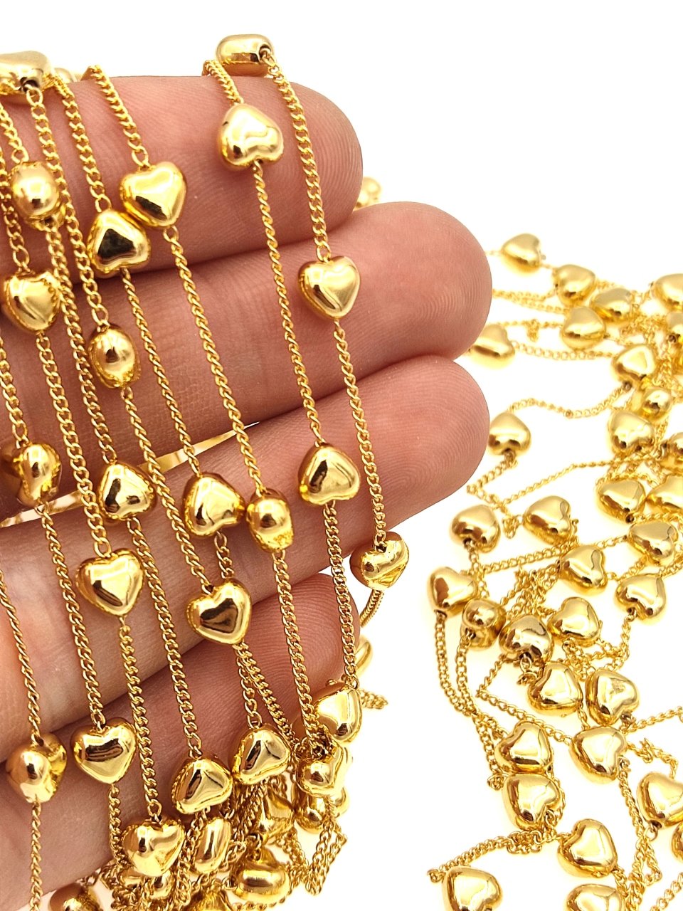 Altın Kaplama 1,2 mm Kalpli Zincir