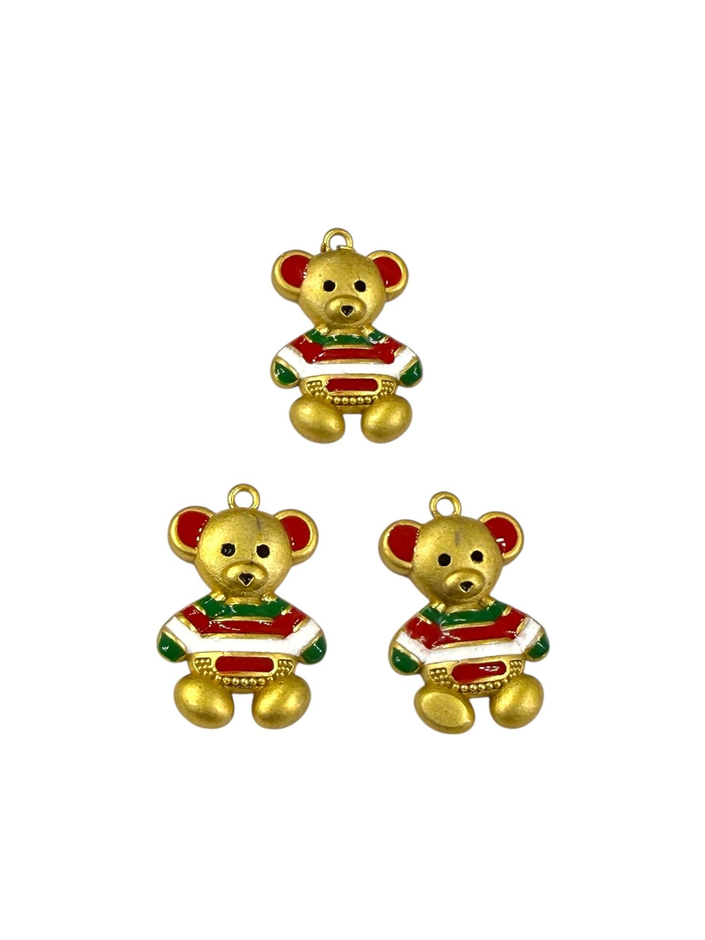 Yılbaşı Garantili Mat Altın Kaplama Ayıcık Charm