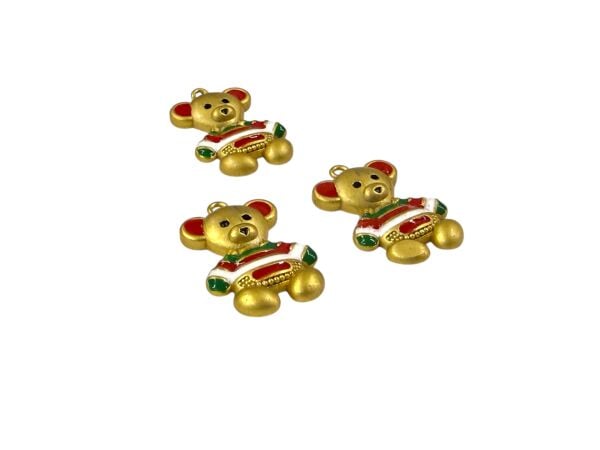 Yılbaşı Garantili Mat Altın Kaplama Ayıcık Charm