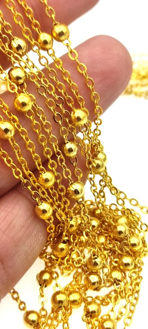4 mm Altın Kaplama Toplu Zincir