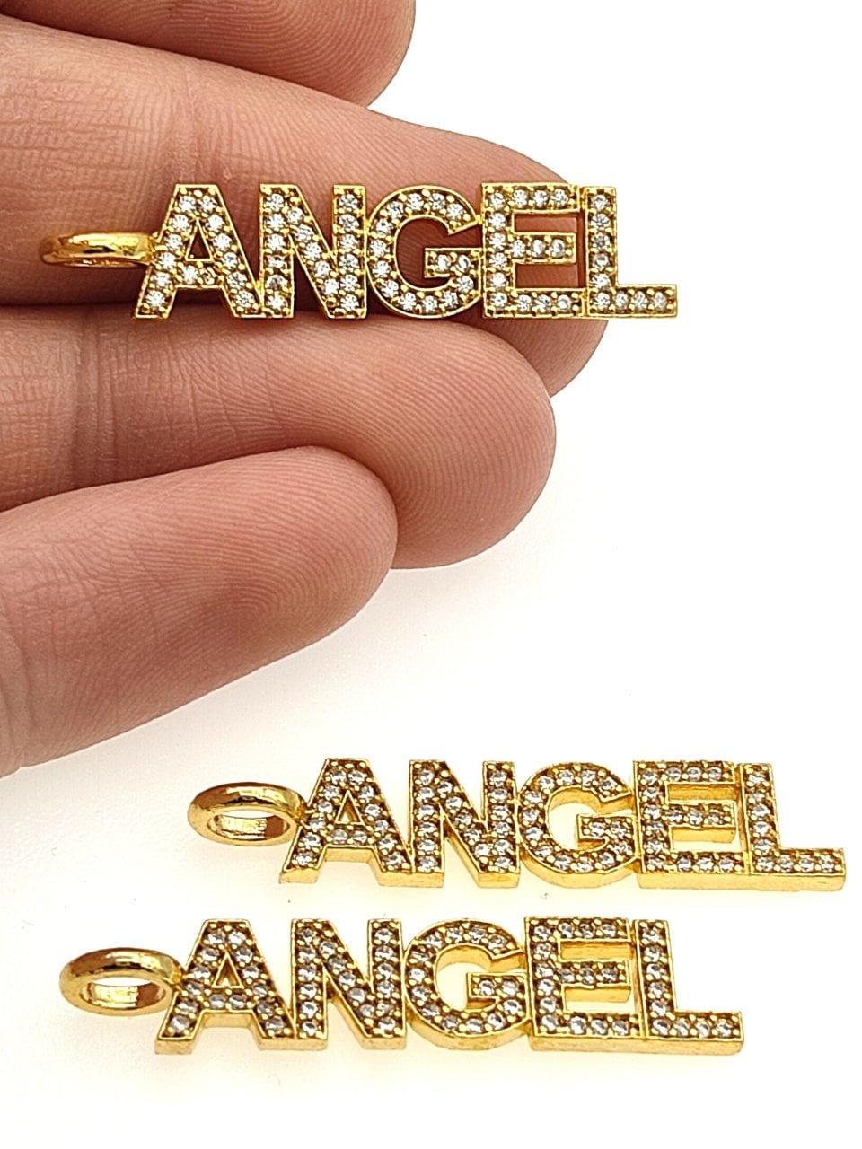 Altın Kaplama Taşlı Angel Sallantı