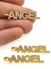 Altın Kaplama Taşlı Angel Sallantı