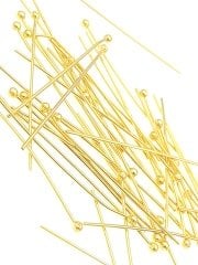 0,60 x 30 mm Altın Kaplama Top Başlı İğne