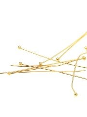 0,60 x 35 mm Altın Kaplama Top Başlı İğne