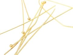 0,60 x 35 mm Altın Kaplama Top Başlı İğne
