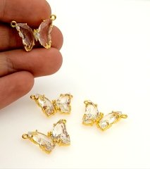 Swarowski Taşlı Altın Kaplama Kelebek Kolye Sallantı Şeffaf