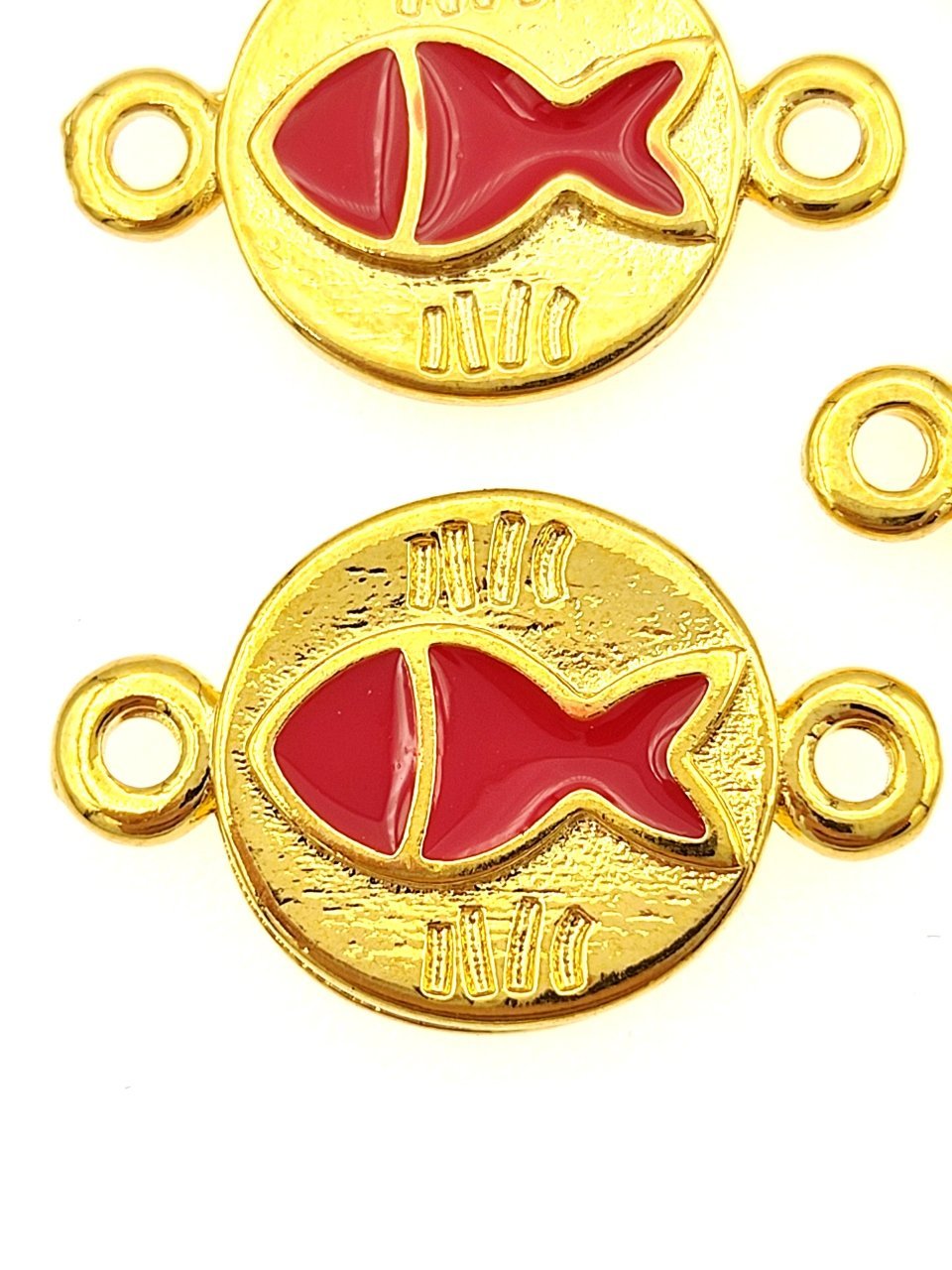 Bileklik İçin Altın Kaplama Çift Kulplu Mineli Balık