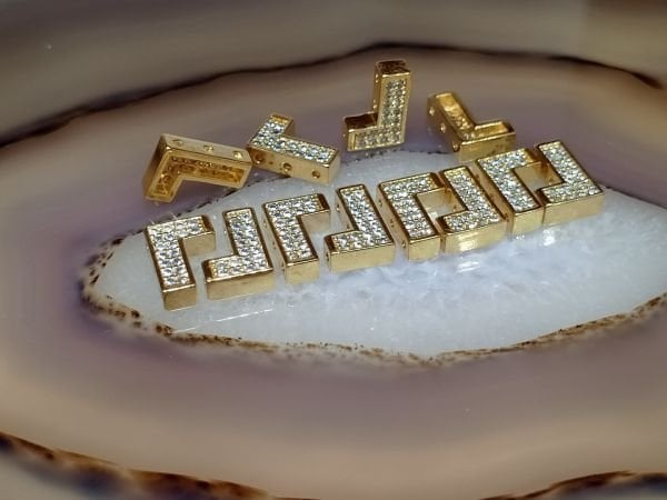 Taşlı Bileklik Ara Malzemesi Parlak Altın Kaplama L